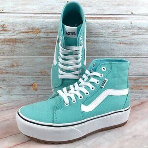 NEW Vans Filmore‎ Hi Tapere Canvas Aqua Sky Lace Up Sneakers Women’s Shoes 9.5